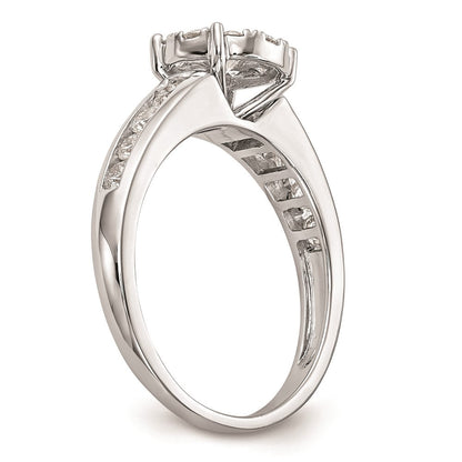 14K White Gold Complete Real Diamond Cluster Engagement Ring