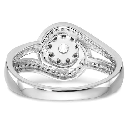 14K White Gold Complete Real Diamond Cluster Engagement Ring