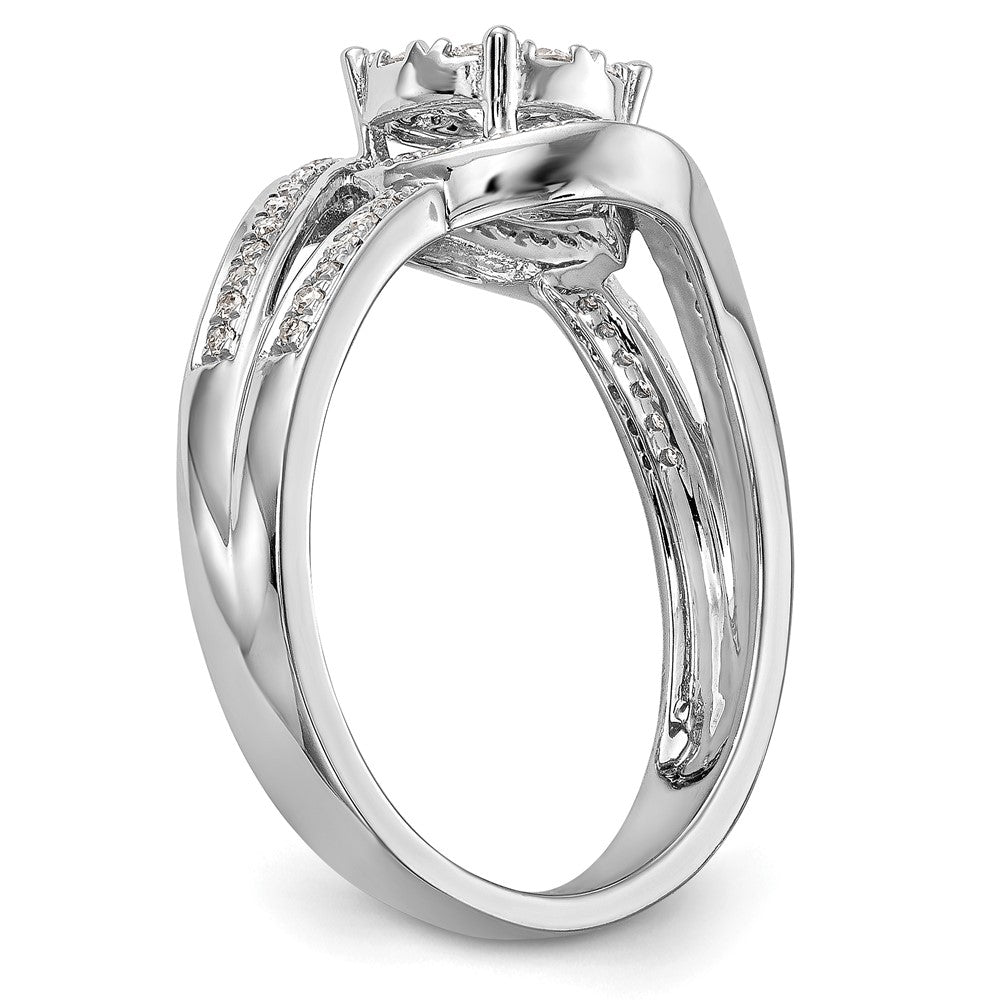 14K White Gold Complete Real Diamond Cluster Engagement Ring