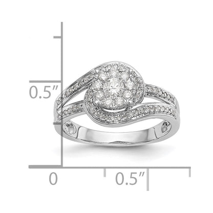 14K White Gold Complete Real Diamond Cluster Engagement Ring