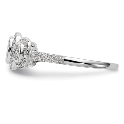 14K White Gold Complete Real Diamond Cluster Engagement Ring