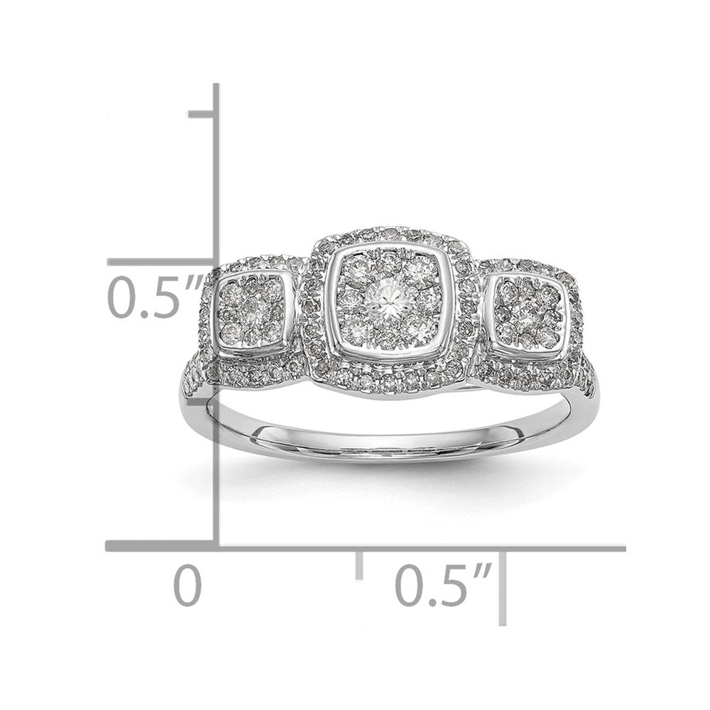 14K White Gold Complete Real Diamond Cluster Engagement Ring