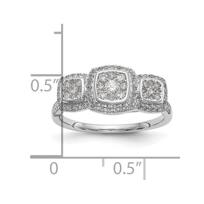 14K White Gold Complete Real Diamond Cluster Engagement Ring