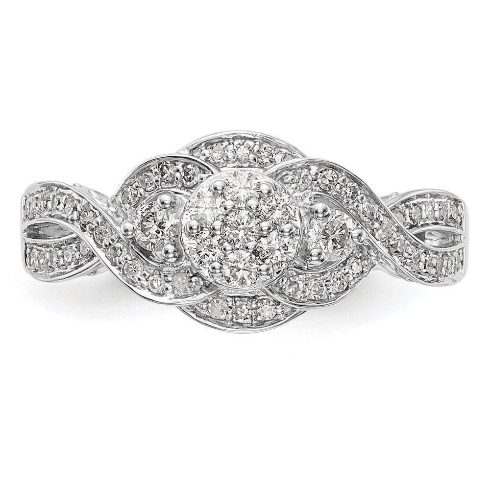 14k White Gold Complete Real Diamond Cluster Engagement Ring