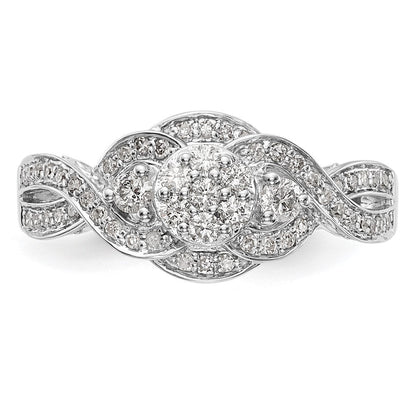 14k White Gold Complete Real Diamond Cluster Engagement Ring