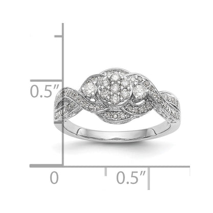 14k White Gold Complete Real Diamond Cluster Engagement Ring