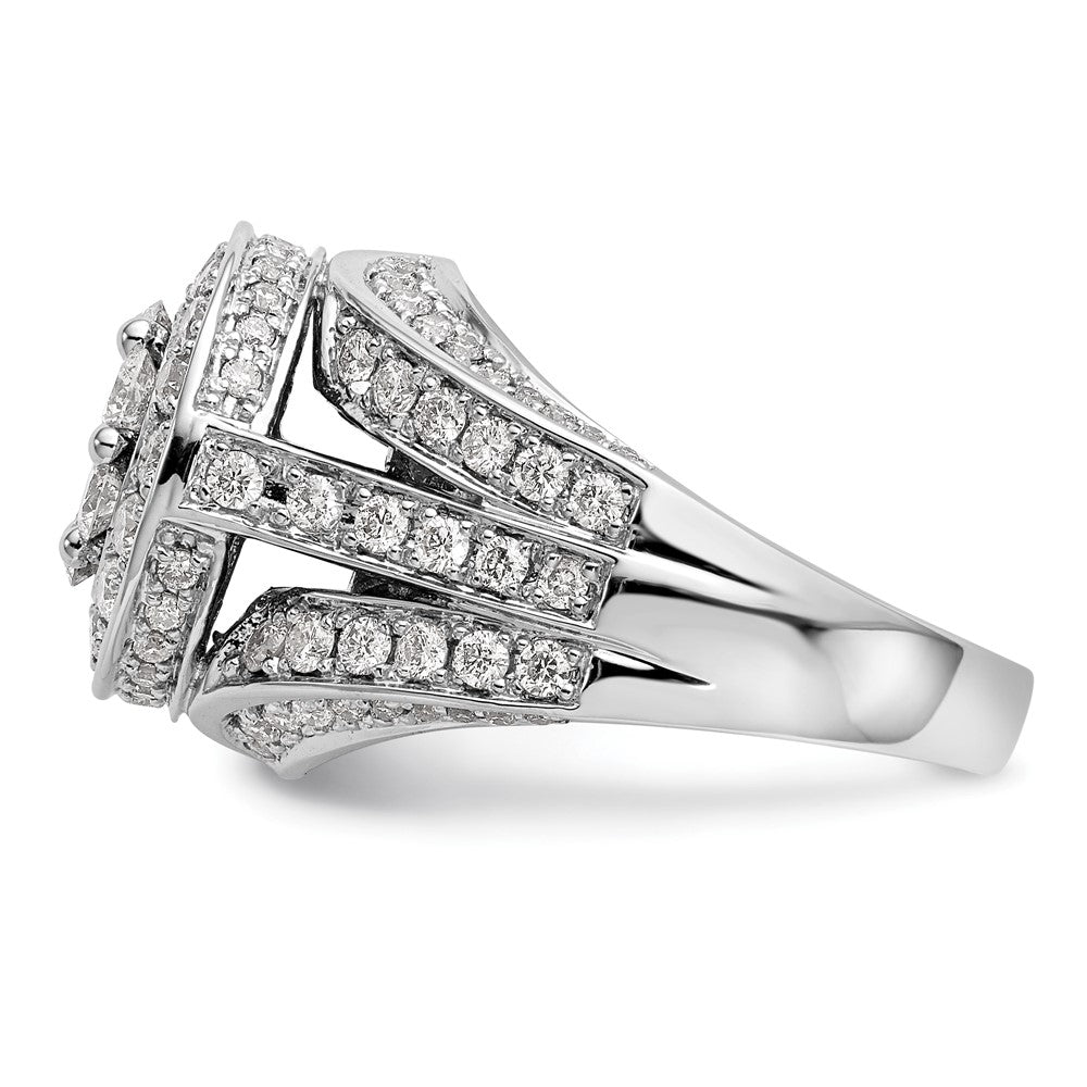 14K White Gold Complete Real Diamond Cluster Engagement Ring