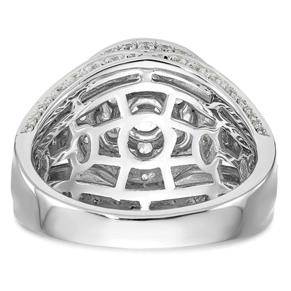 14K White Gold Complete Real Diamond Cluster Engagement Ring