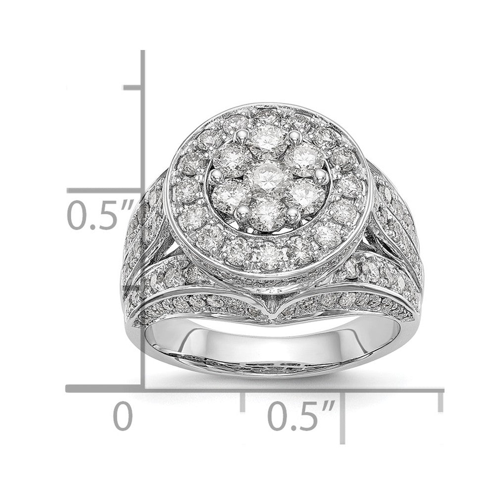 14K White Gold Complete Real Diamond Cluster Engagement Ring