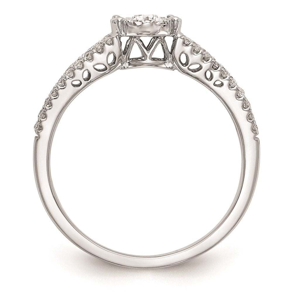 14K White Gold Complete Real Diamond Cluster Engagement Ring