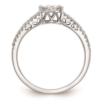 14K White Gold Complete Real Diamond Cluster Engagement Ring