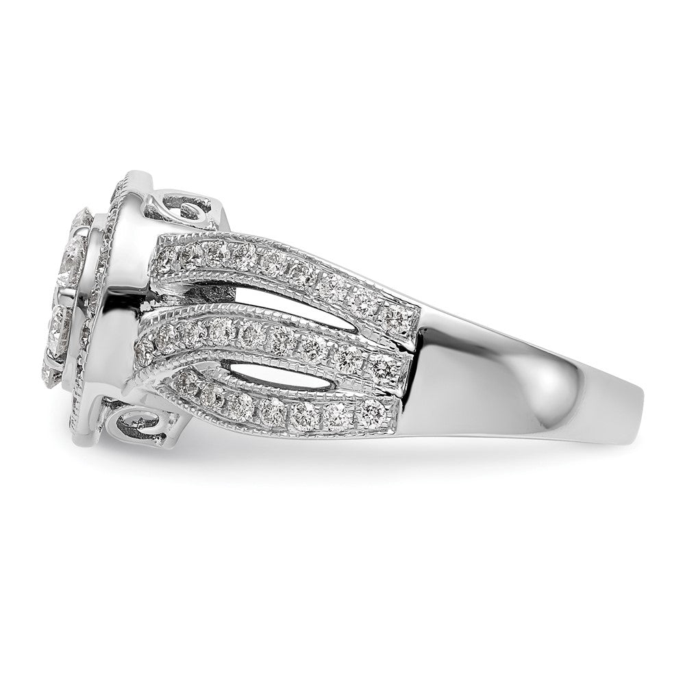 14K White Gold Complete Real Diamond Cluster Engagement Ring