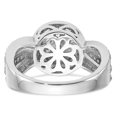 14K White Gold Complete Real Diamond Cluster Engagement Ring