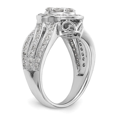 14K White Gold Complete Real Diamond Cluster Engagement Ring