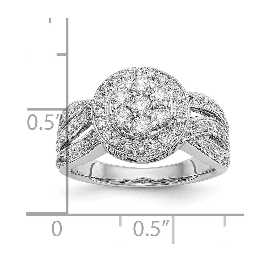 14K White Gold Complete Real Diamond Cluster Engagement Ring