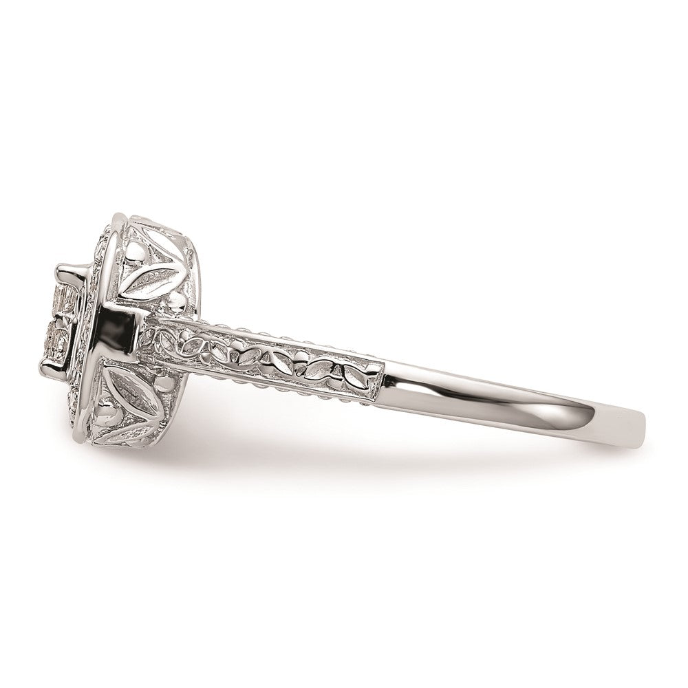 14K White Gold Complete Real Diamond Cluster Engagement Ring