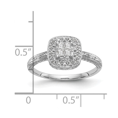 14K White Gold Complete Real Diamond Cluster Engagement Ring