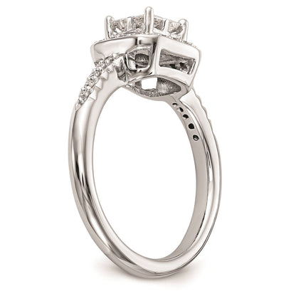 14K White Gold Complete Real Diamond Cluster Engagement Ring