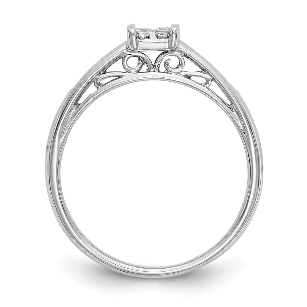 14K White Gold Complete Real Diamond Cluster Engagement Ring