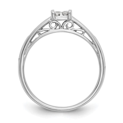 14K White Gold Complete Real Diamond Cluster Engagement Ring