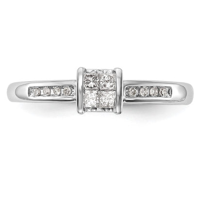 14K White Gold Complete Real Diamond Cluster Engagement Ring