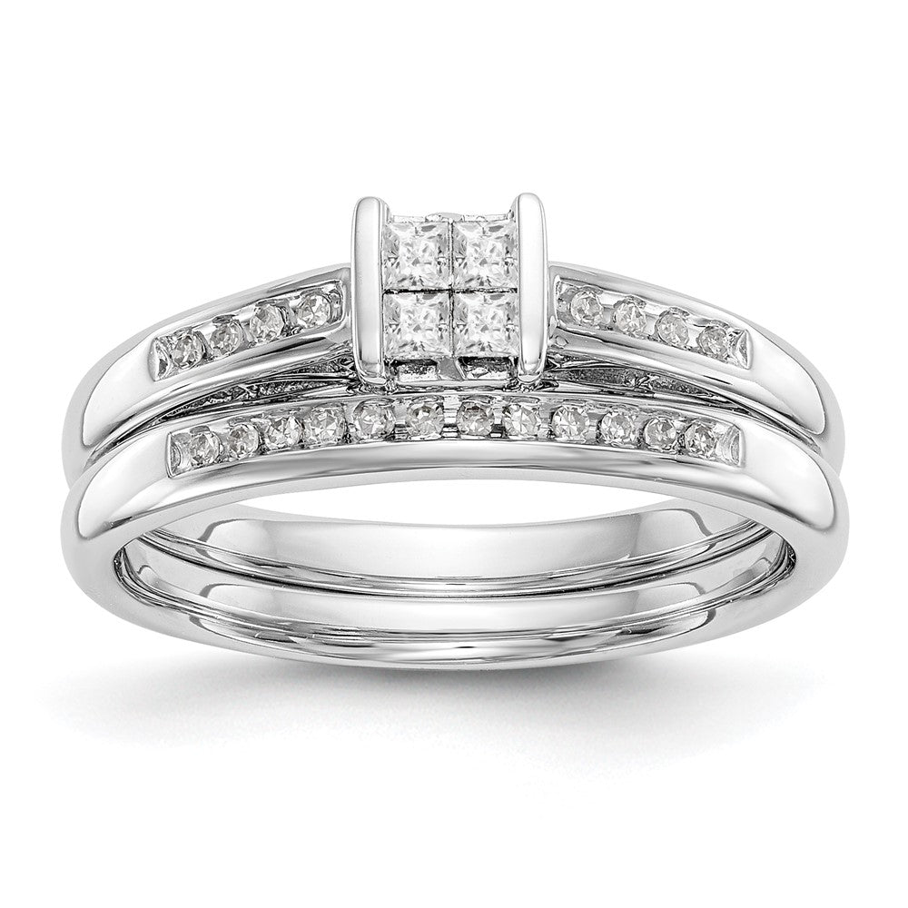 14K White Gold Complete Real Diamond Cluster Engagement Ring