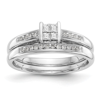 14K White Gold Complete Real Diamond Cluster Engagement Ring