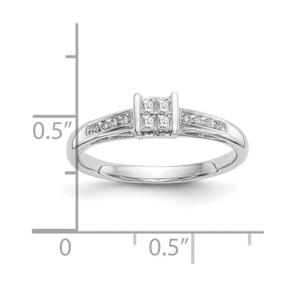 14K White Gold Complete Real Diamond Cluster Engagement Ring