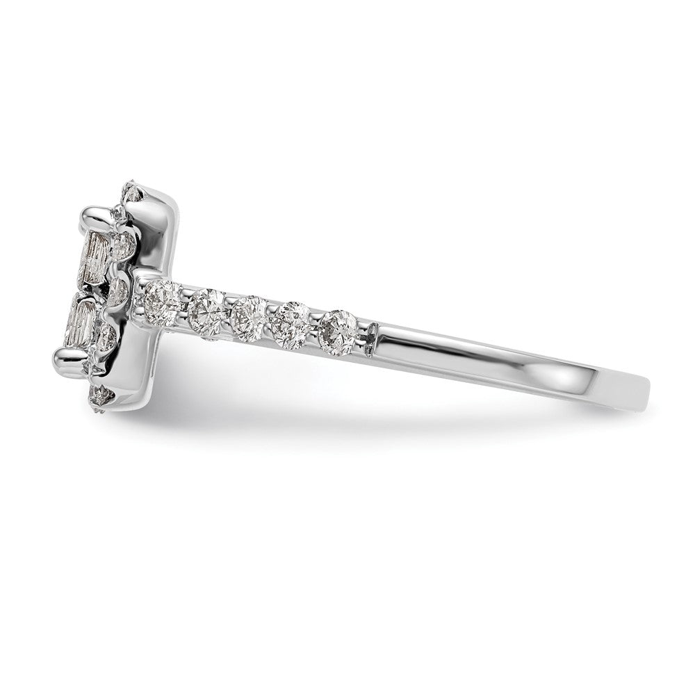 14K White Gold Complete Real Diamond Cluster Engagement Ring