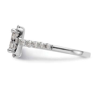 14K White Gold Complete Real Diamond Cluster Engagement Ring