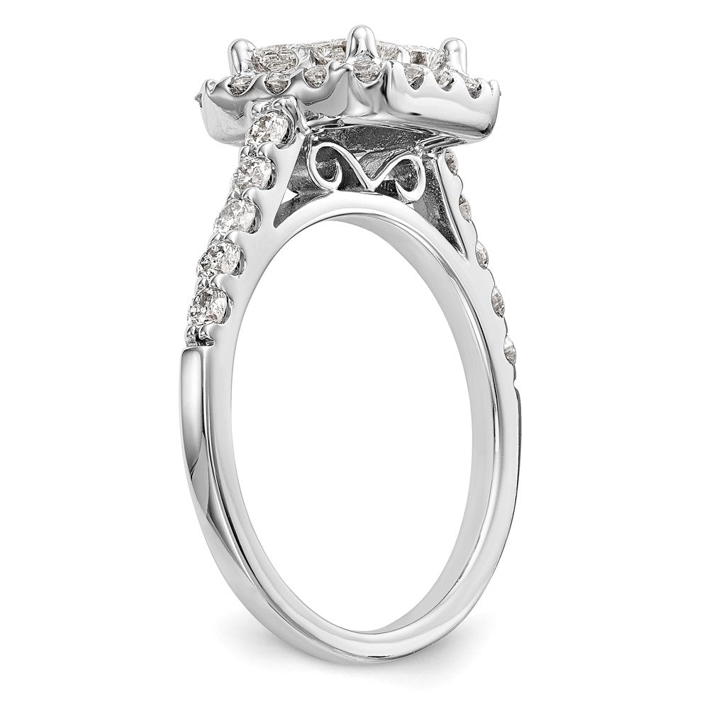14K White Gold Complete Real Diamond Cluster Engagement Ring