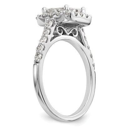 14K White Gold Complete Real Diamond Cluster Engagement Ring