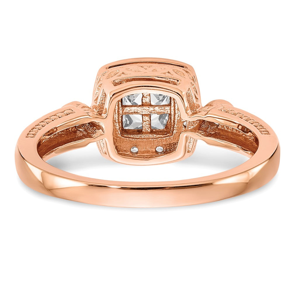 14K Rose Gold Complete Real Diamond Cluster Engagement Ring