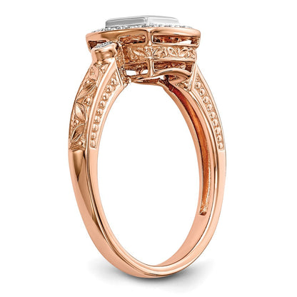 14K Rose Gold Complete Real Diamond Cluster Engagement Ring