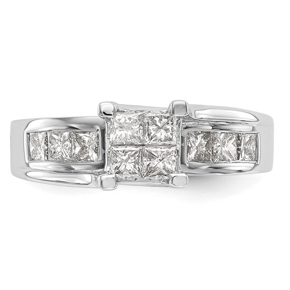 14K White Gold Complete Real Diamond Cluster Engagement Ring