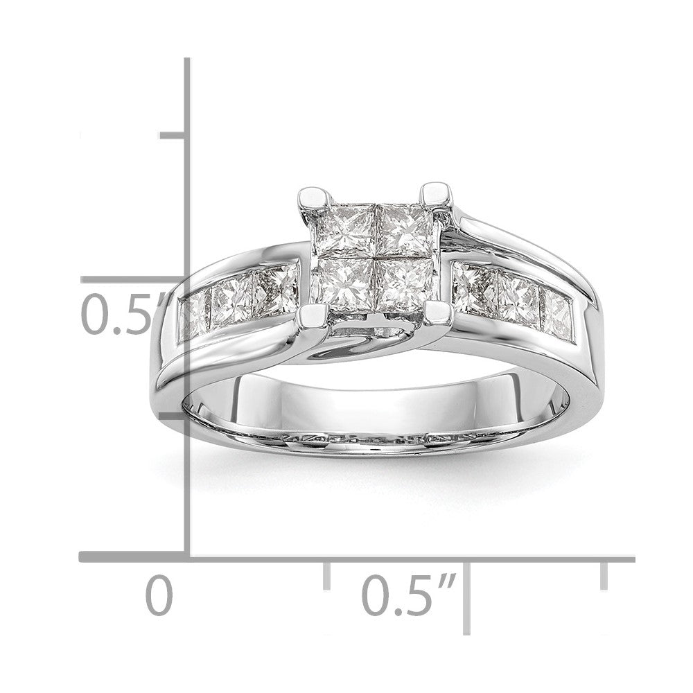 14K White Gold Complete Real Diamond Cluster Engagement Ring