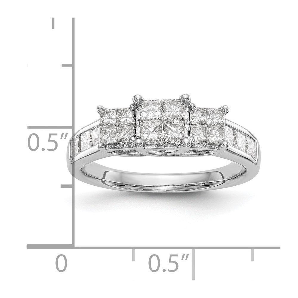 14K White Gold Complete Real Diamond Cluster Engagement Ring