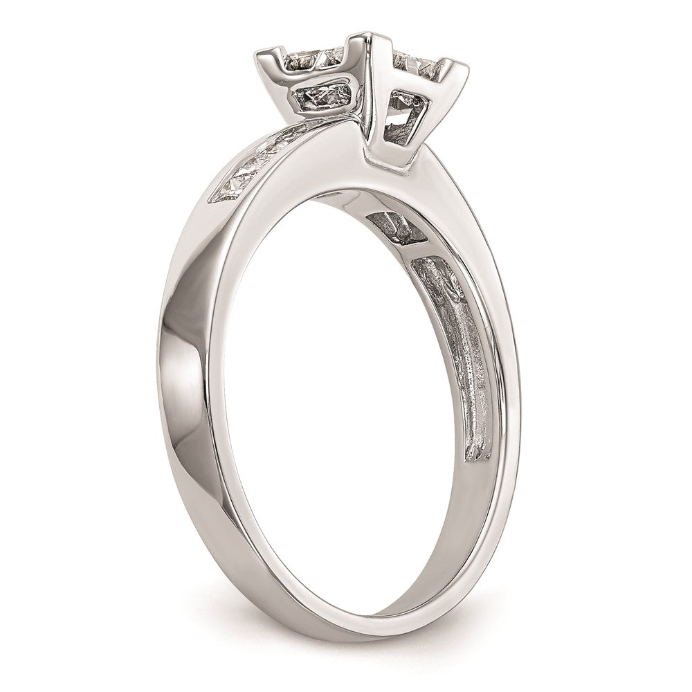 14K White Gold Complete Real Diamond Cluster Engagement Ring