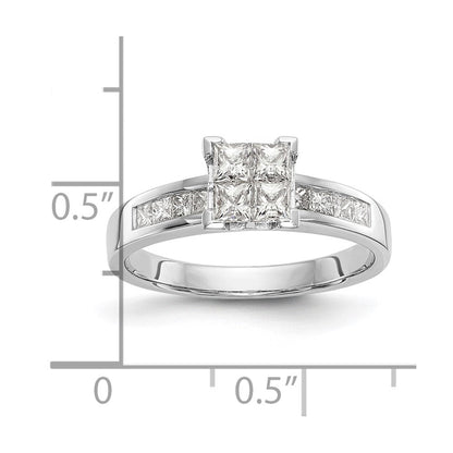 14K White Gold Complete Real Diamond Cluster Engagement Ring