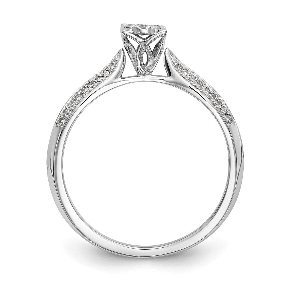 14K White Gold Complete Real Diamond Cluster Engagement Ring