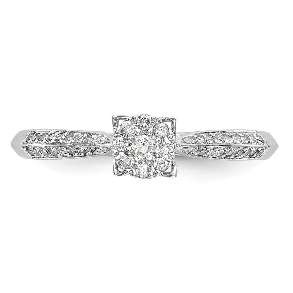 14K White Gold Complete Diamond Cluster Engagement Ring