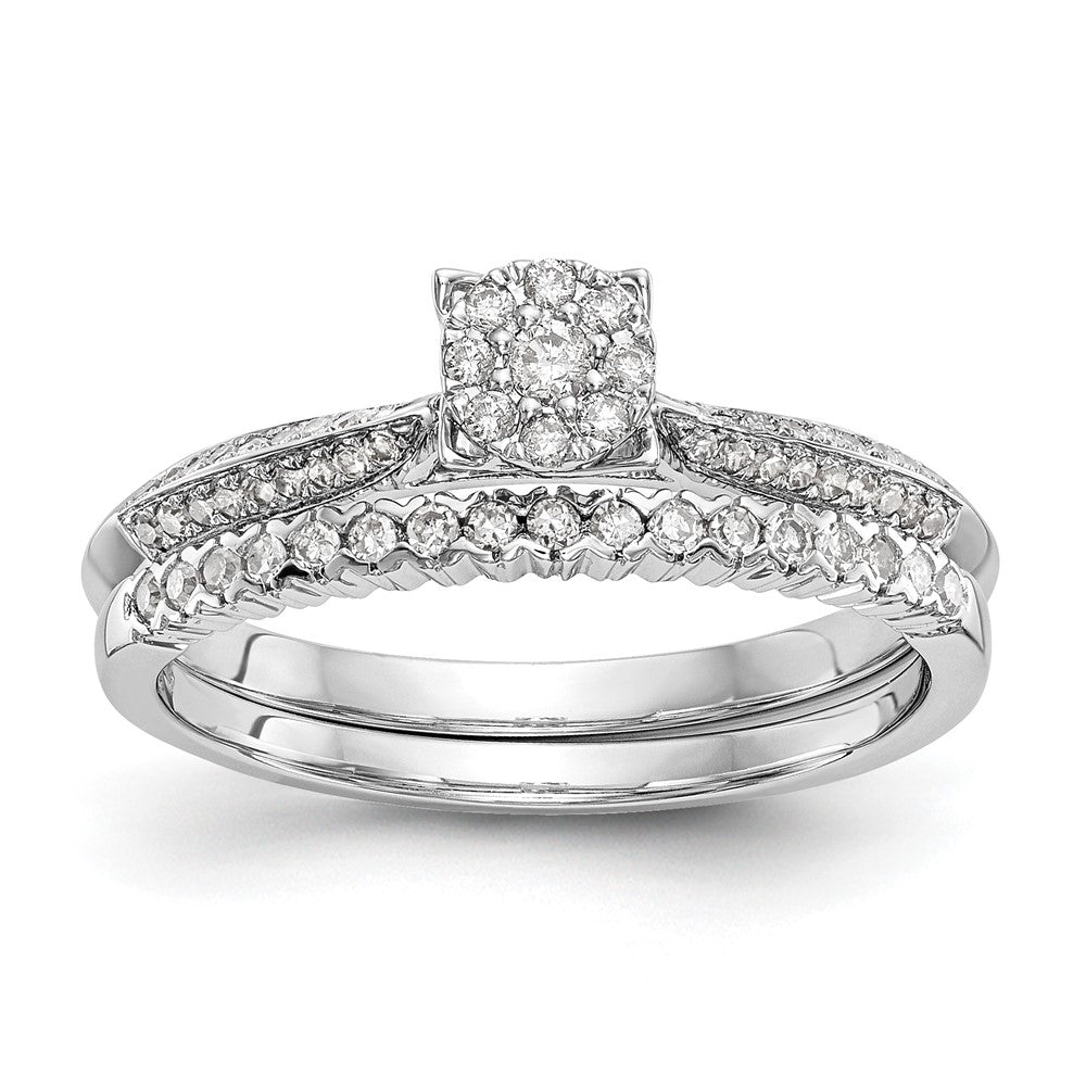 14K White Gold Complete Diamond Cluster Engagement Ring