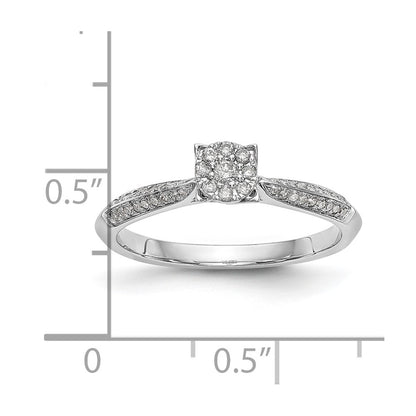 14K White Gold Complete Diamond Cluster Engagement Ring