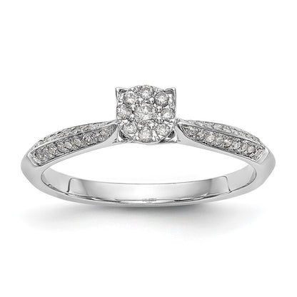 14K White Gold Complete Diamond Cluster Engagement Ring