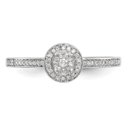 10K White Gold Halo Cluster 1/5 Carat Diamond Complete Engagement Ring
