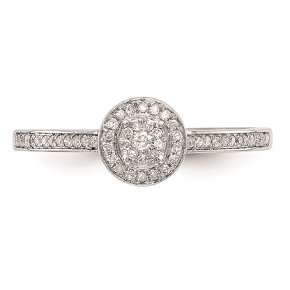 14K White Gold Complete Real Diamond Cluster Engagement Ring