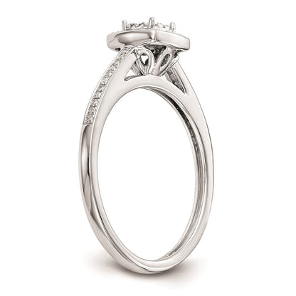 14K White Gold Complete Real Diamond Cluster Engagement Ring