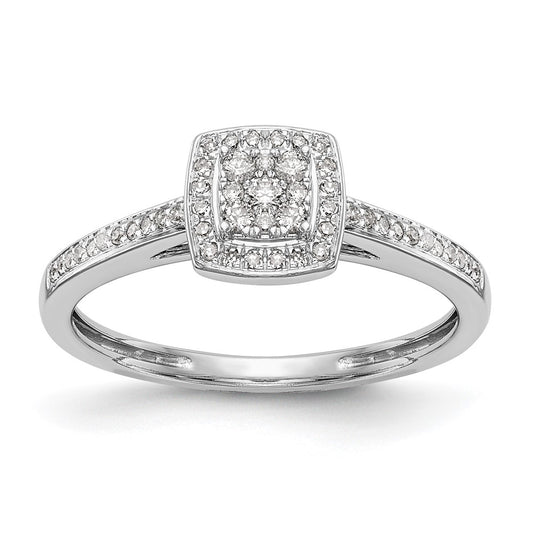 0.19ct. CZ Solid Real 14K White Gold Complete Cluster Engagement Ring
