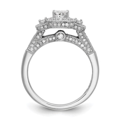 14K White Gold Complete Real Diamond Cluster Engagement Ring