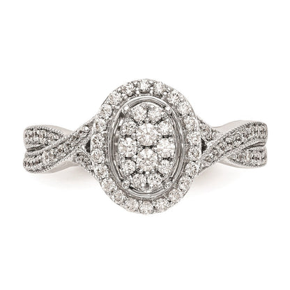 14K White Gold Complete Real Diamond Cluster Engagement Ring